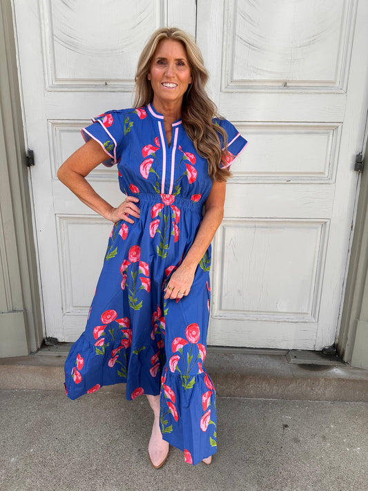 Bold Blue Bloom Dress