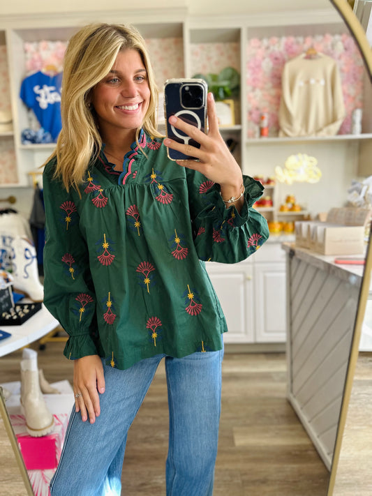 Ruthie Floral Ruffle Neck Blouse