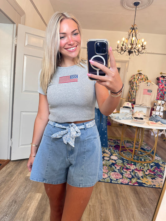 Naples Denim Wide Leg Shorts