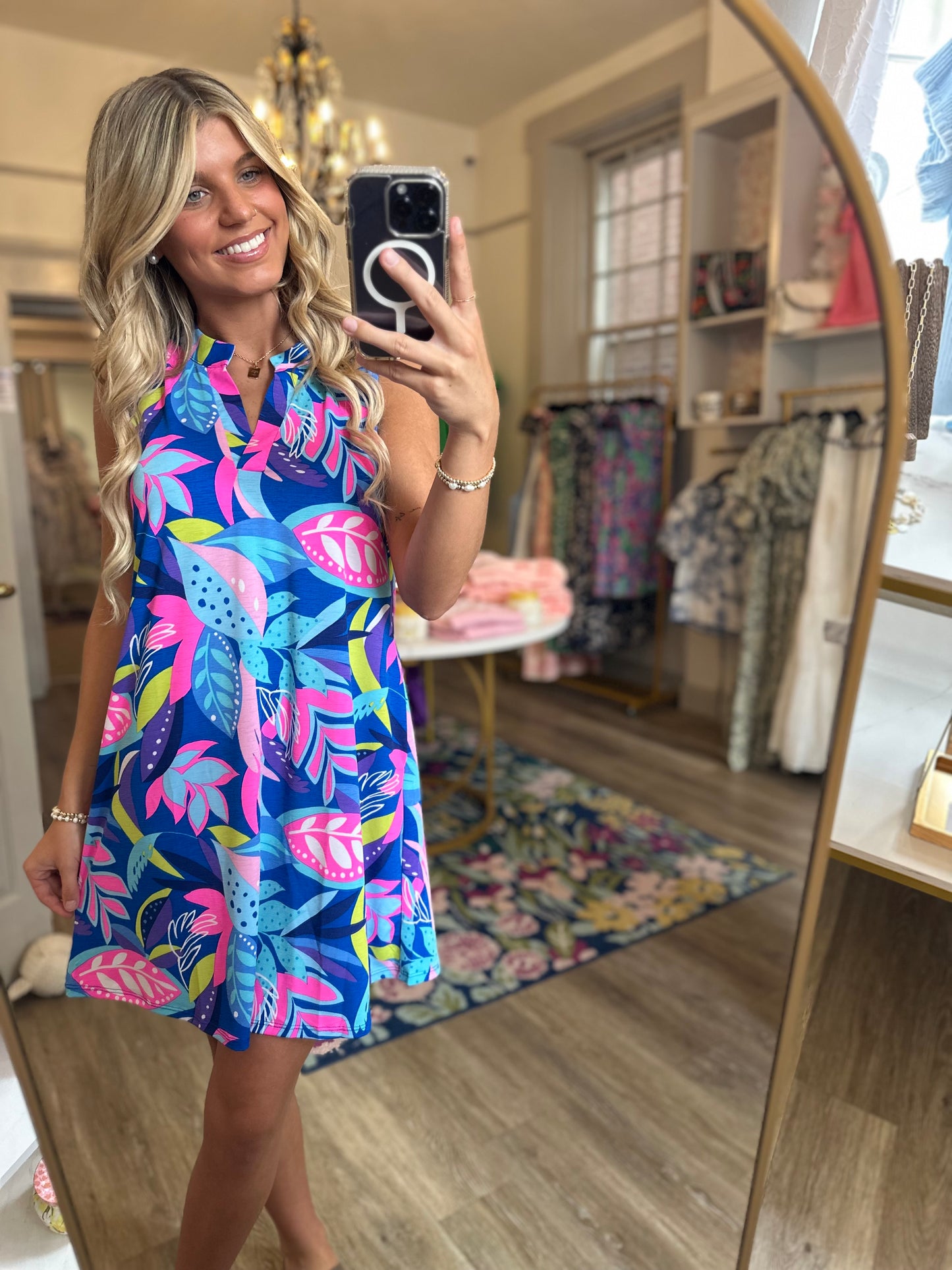 Tropical Floral Summer Mini Dress