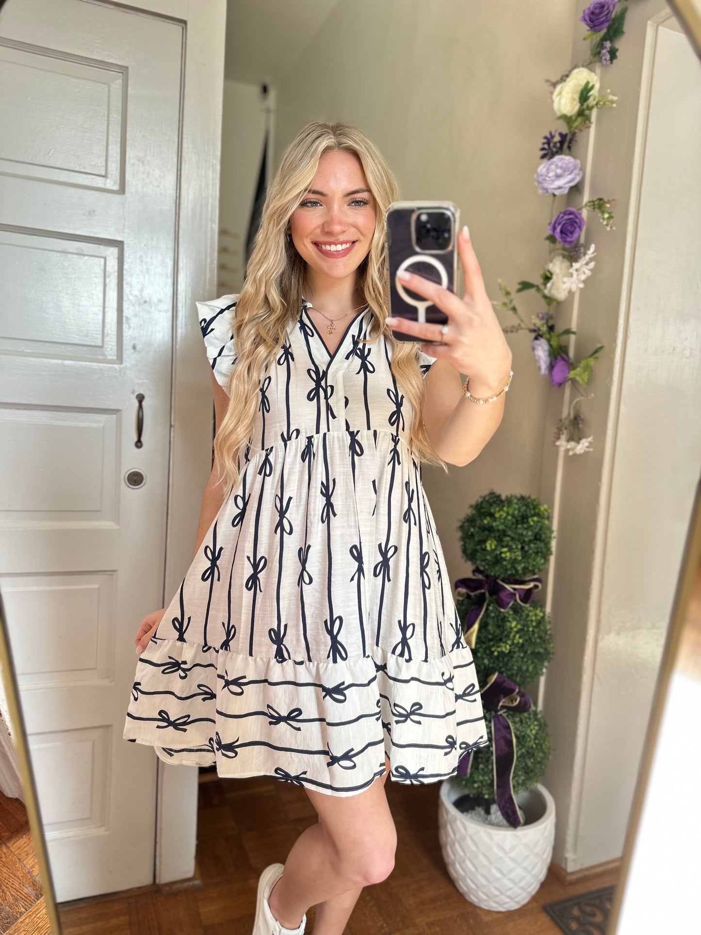 Josephine Ribbon Print Mini Dress