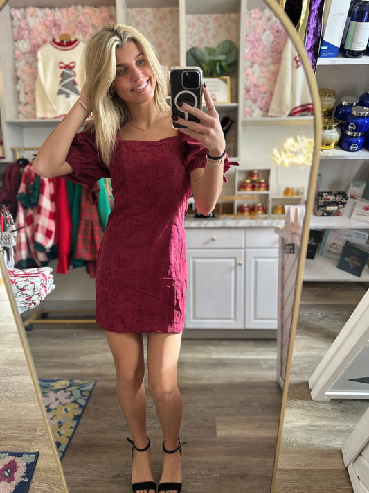 Madelyn Corduroy Puff Sleeve Dress