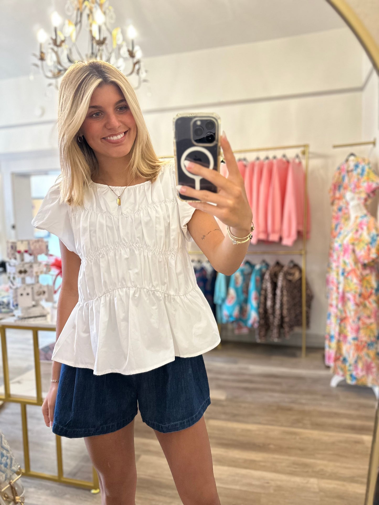 Parker Pleated Denim Shorts