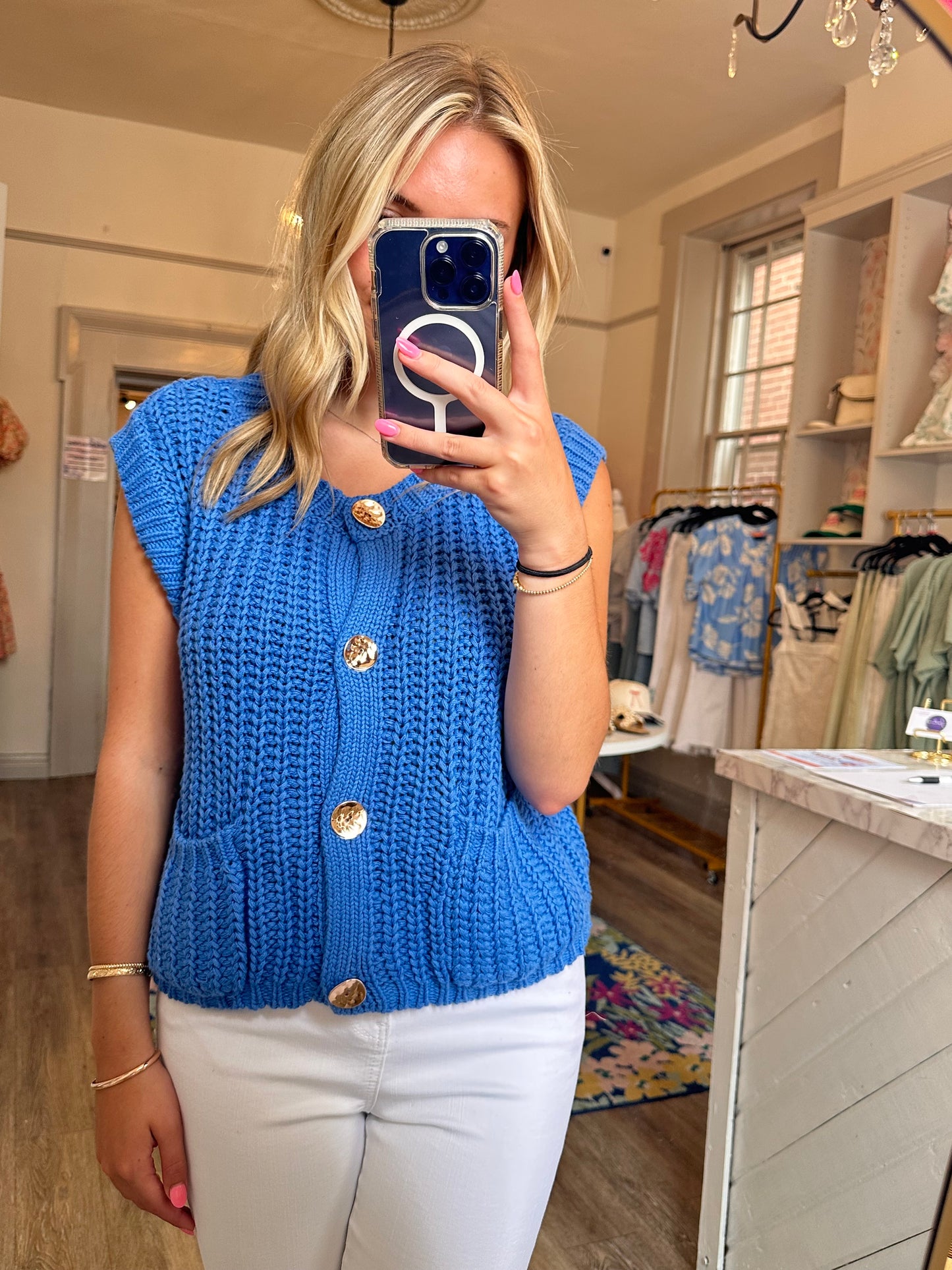 Jenna Blue Summer Button Sweater