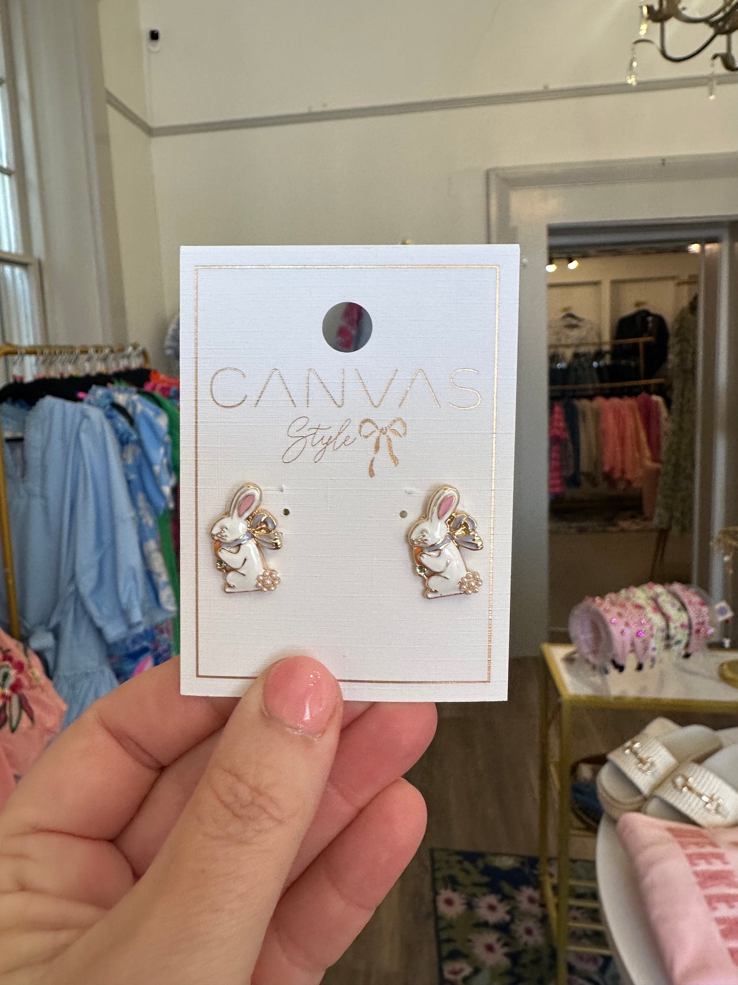 Bunny Stud Earrings in White