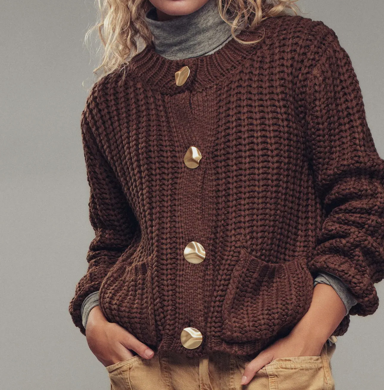 Emma Gold Button Sweater