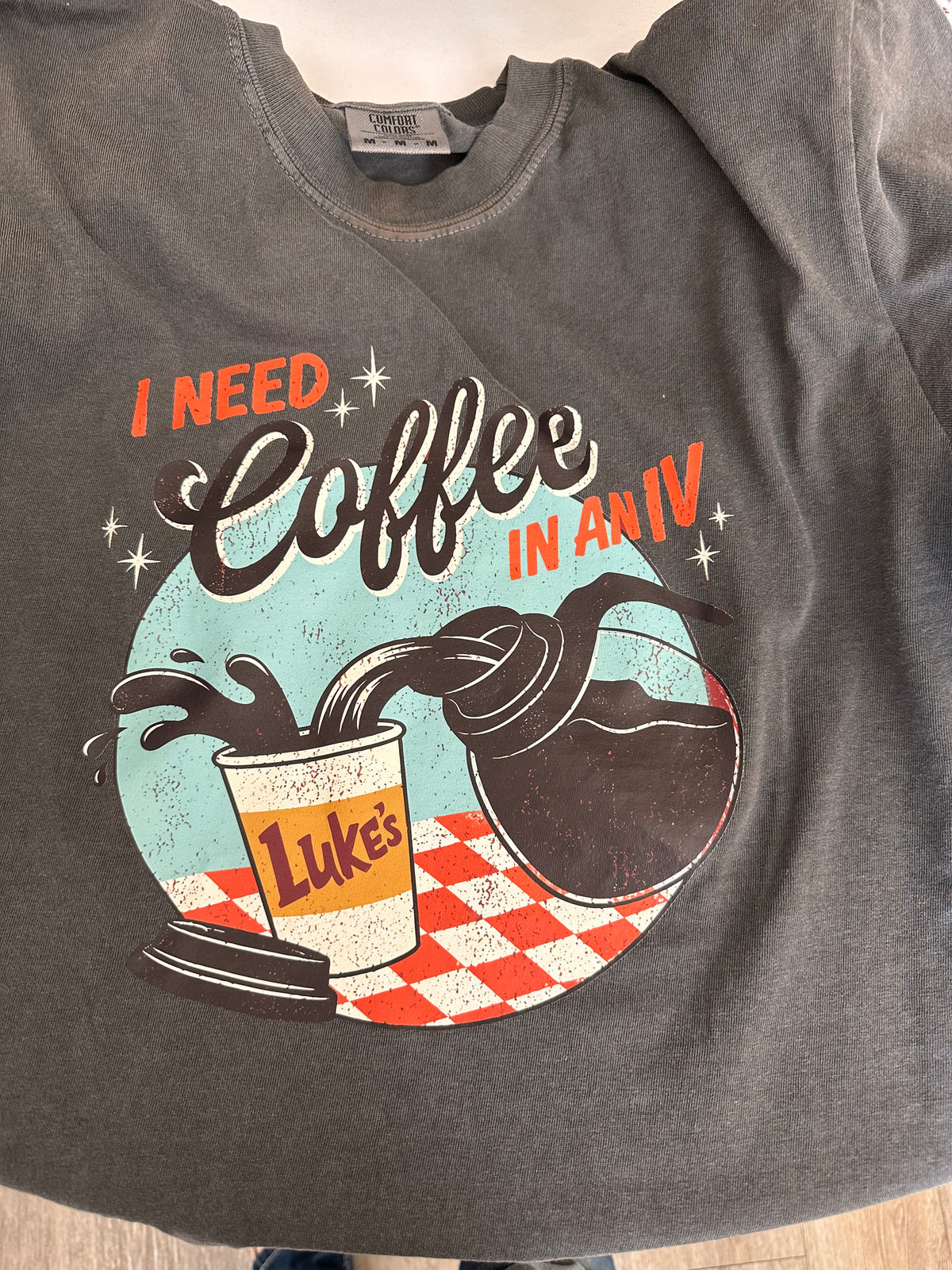 Preorder: I Need Coffee in an IV Brown Tee