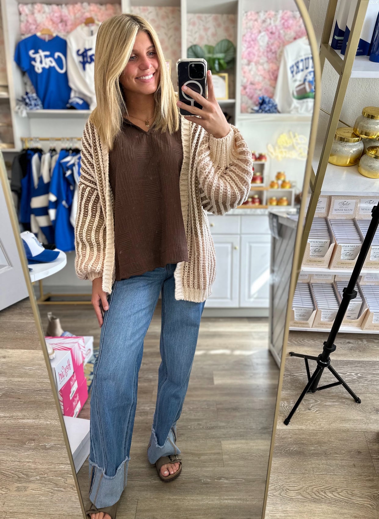 Lola Contrast Ribbed Cardigan