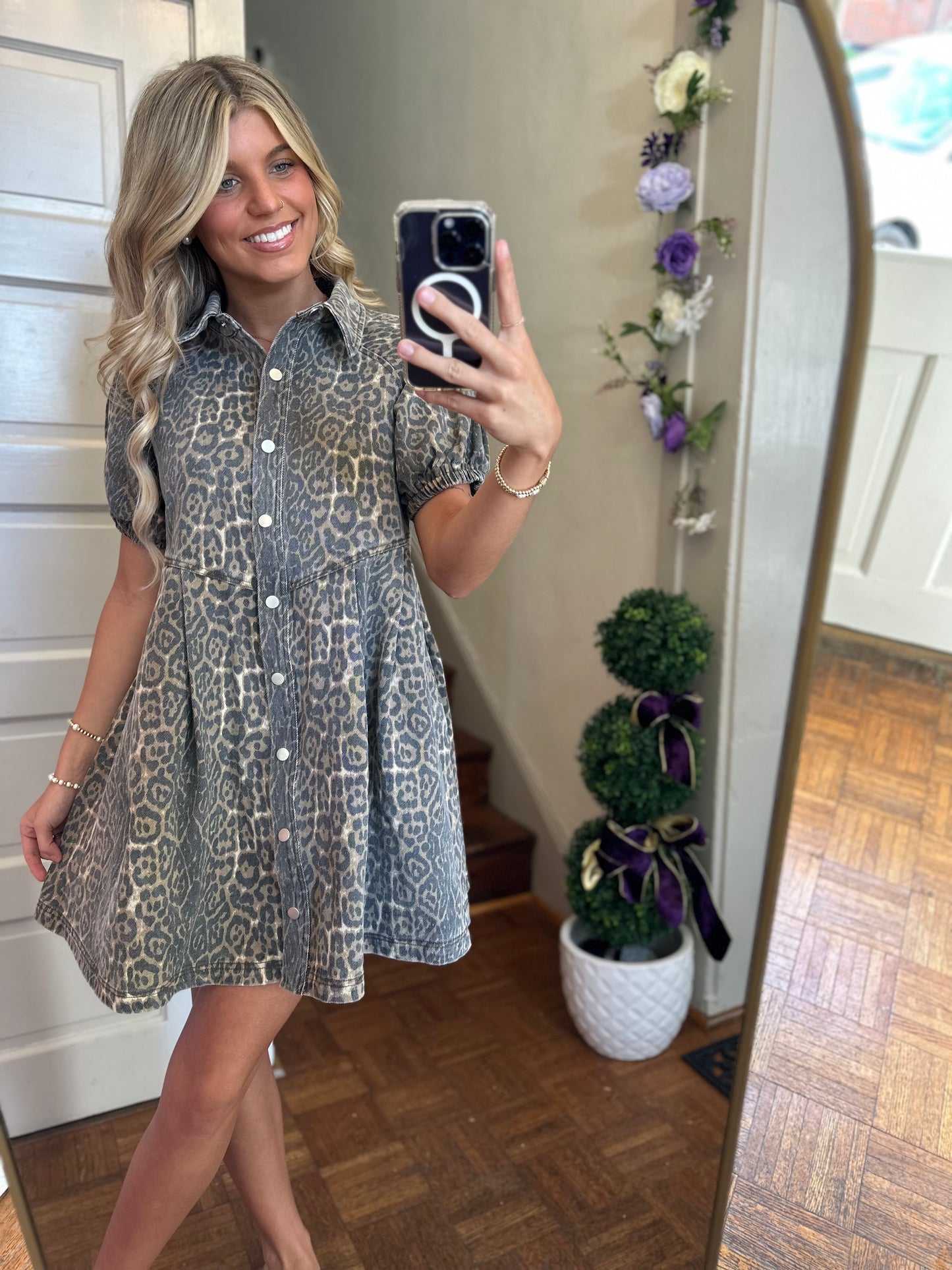 Safari Cheetah Print Collared Mini Dress
