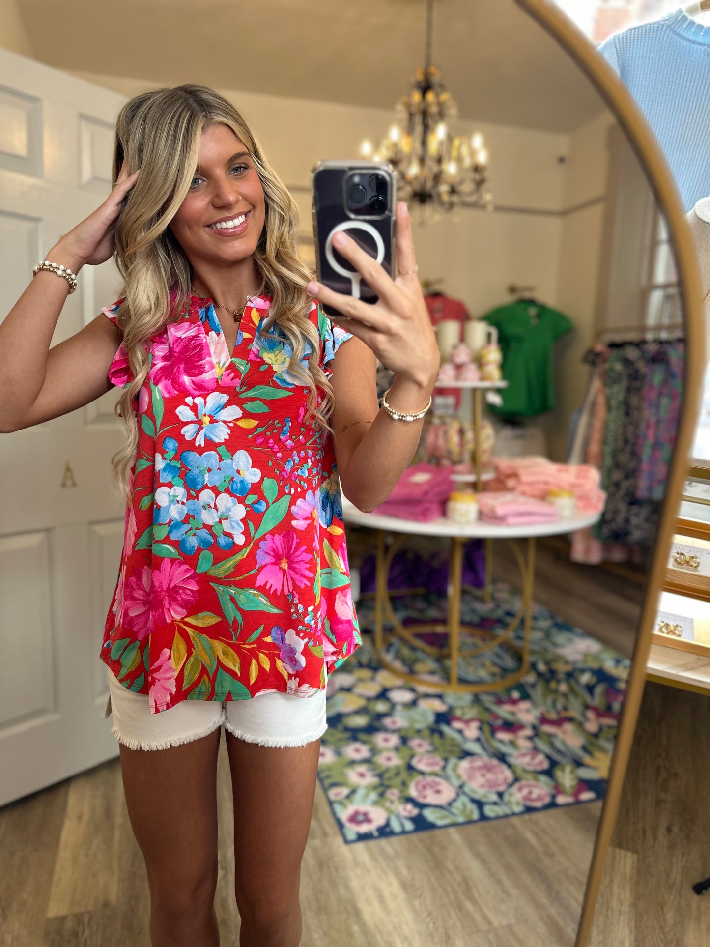 Wildflower Red Floral Pattern Top