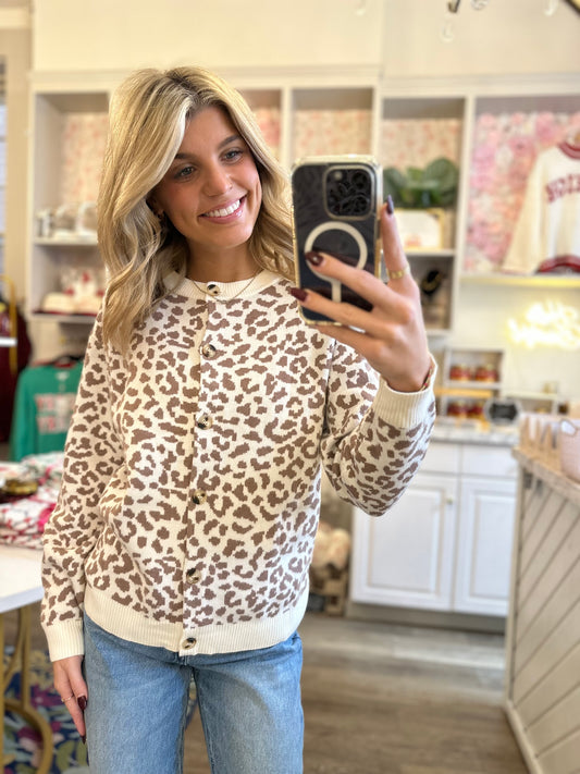 Adelyn Leopard Knit Cardigan