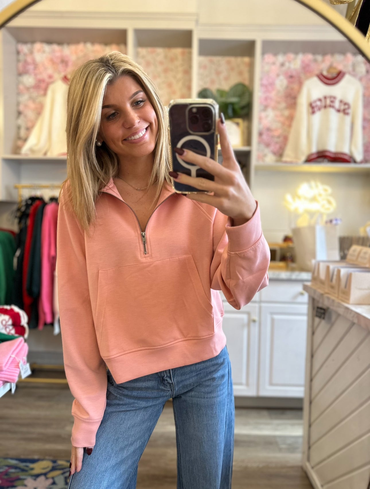 Cassie Rose Scuba Half Zip Pullover