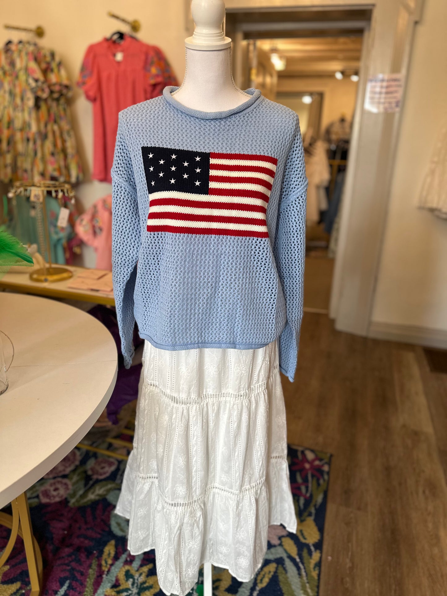 Patriotic mesh sweater