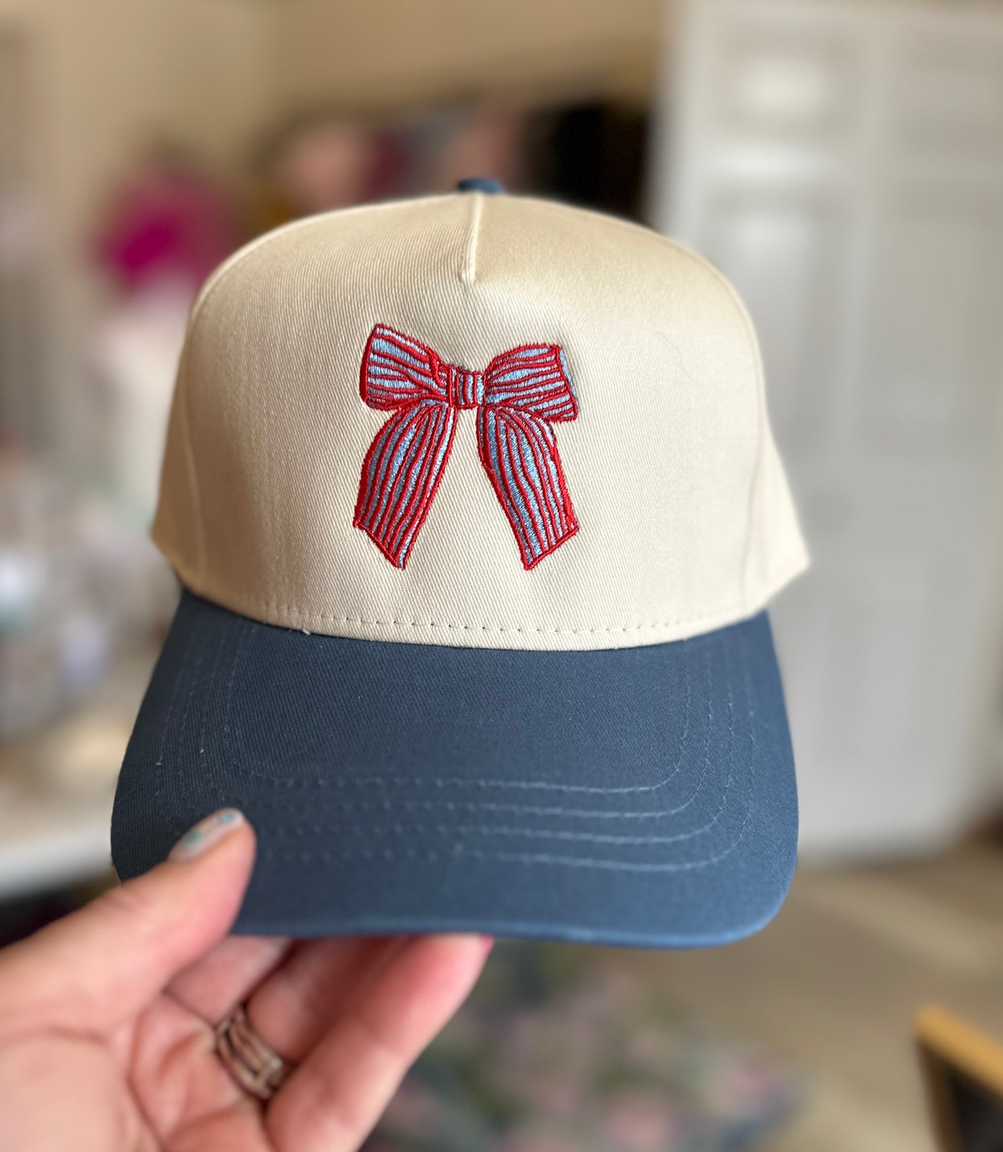 Red/Blue bow hat