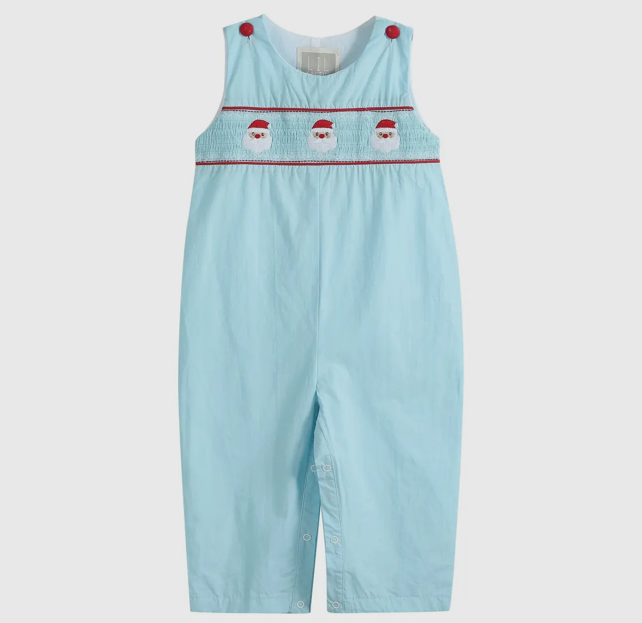 Blue Santa Smocked Overalls