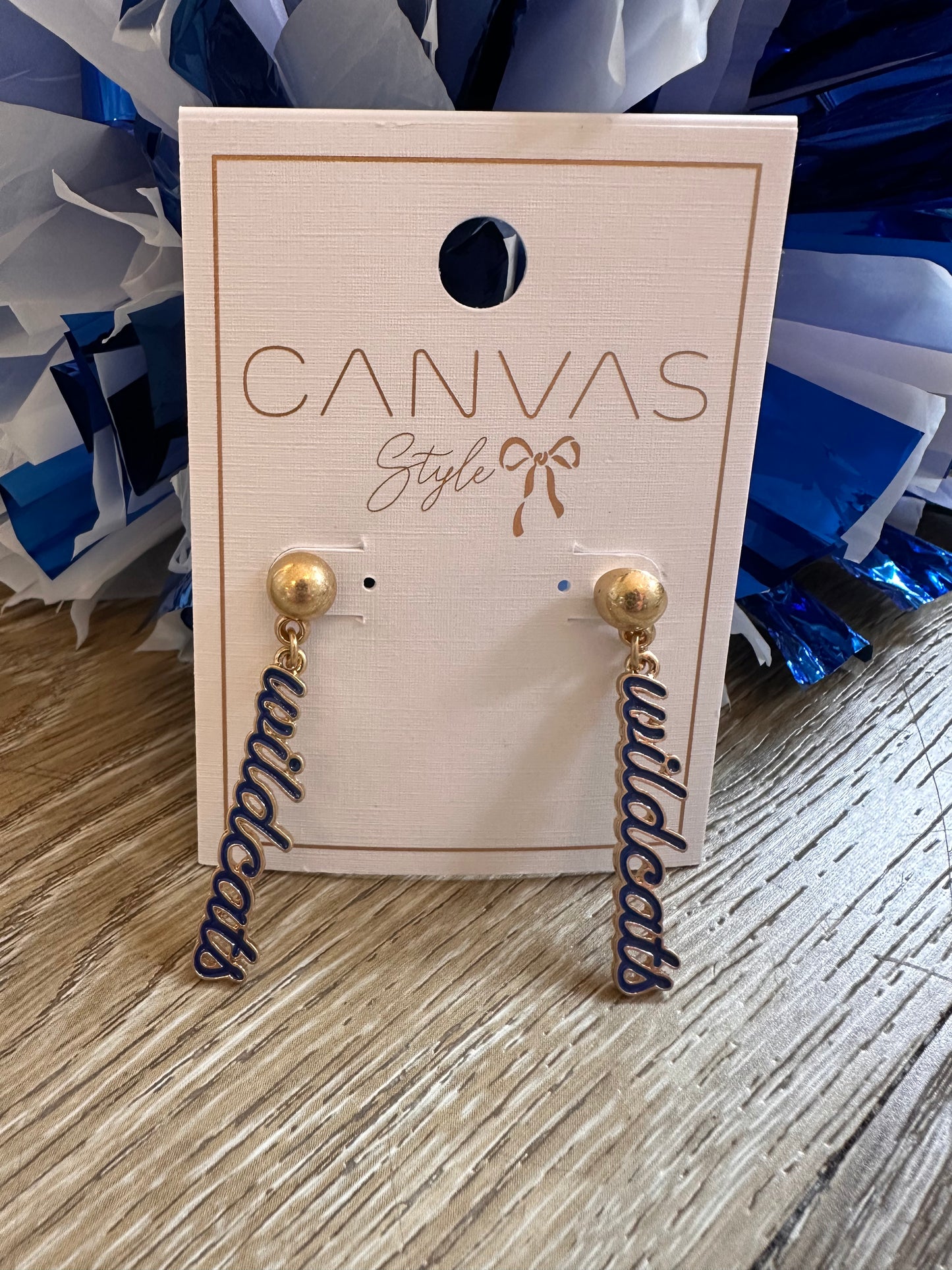 Wildcats Script Drop Earrings