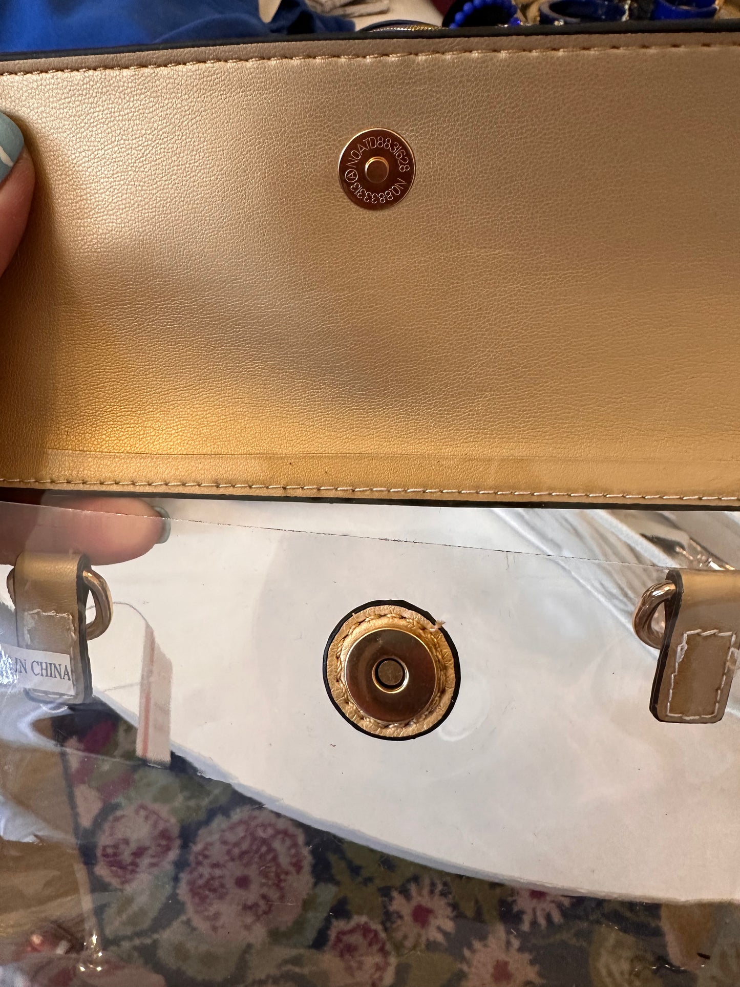 Gold solid trim clear crossbody