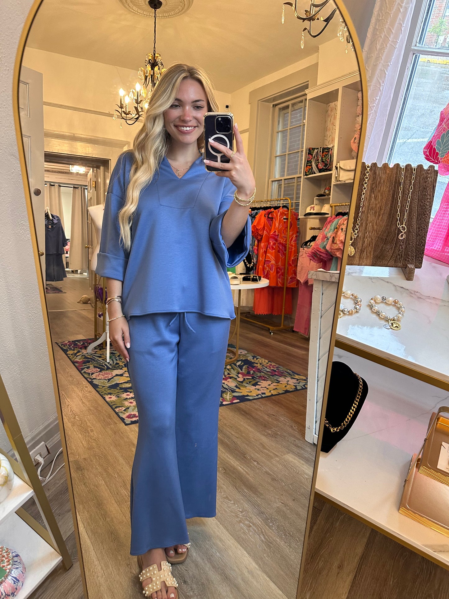 Stella Scuba Set in Denim Blue