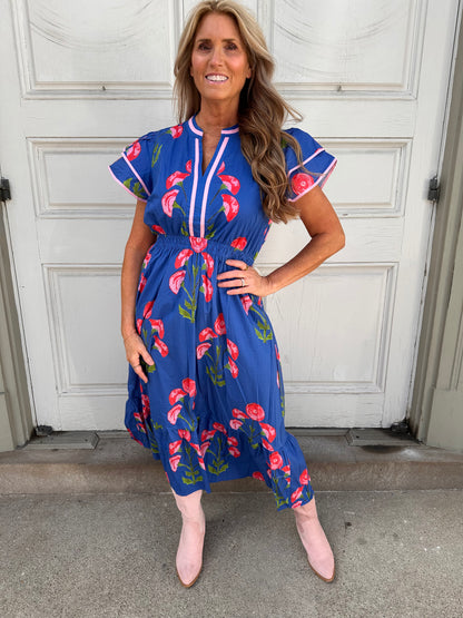 Bold Blue Bloom Dress