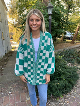 Load image into Gallery viewer, Mistletoe Green Checkered Cardigan
