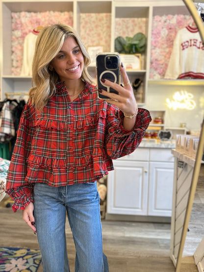 Marley Christmas Plaid Top