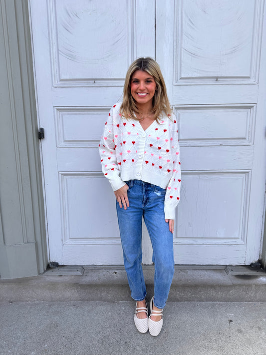 Love Letter Heart Print Cardigan