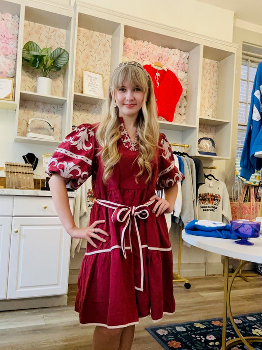 Avery Embroidered Tiered Mini Dress