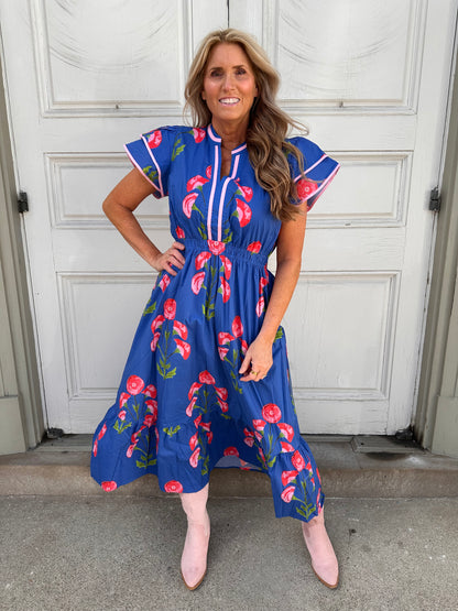 Bold Blue Bloom Dress