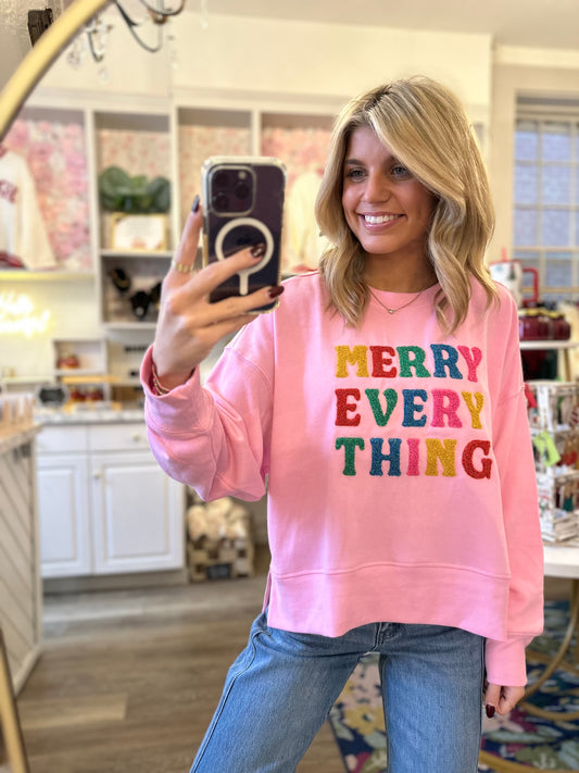 Noel “Merry Everything” Pink Sweatshirt