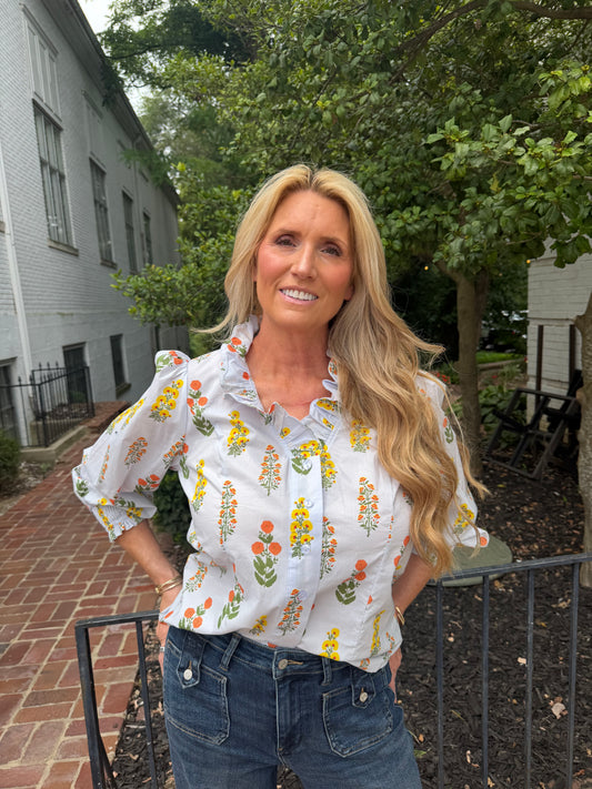 Lindi Blue Floral Top