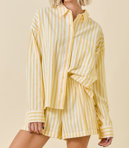 Out of Office Yellow Striped Shirt