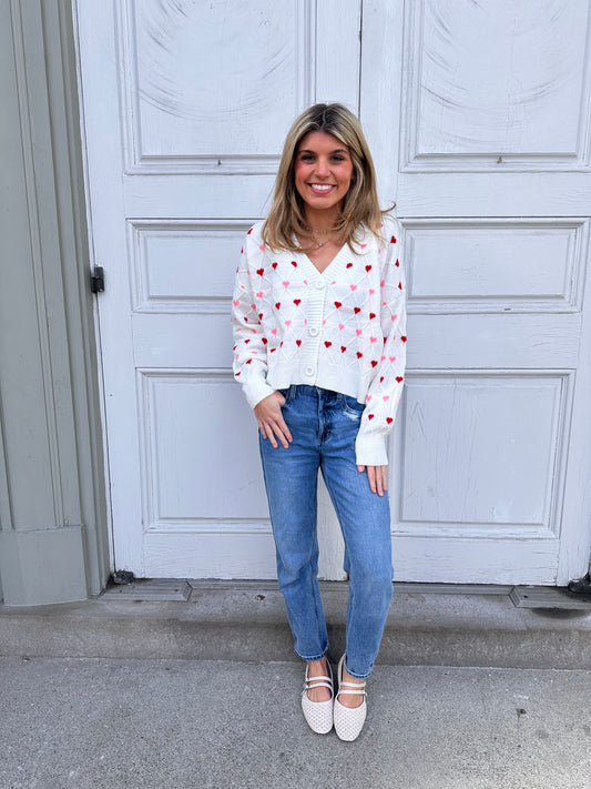 Love Letter Heart Print Cardigan