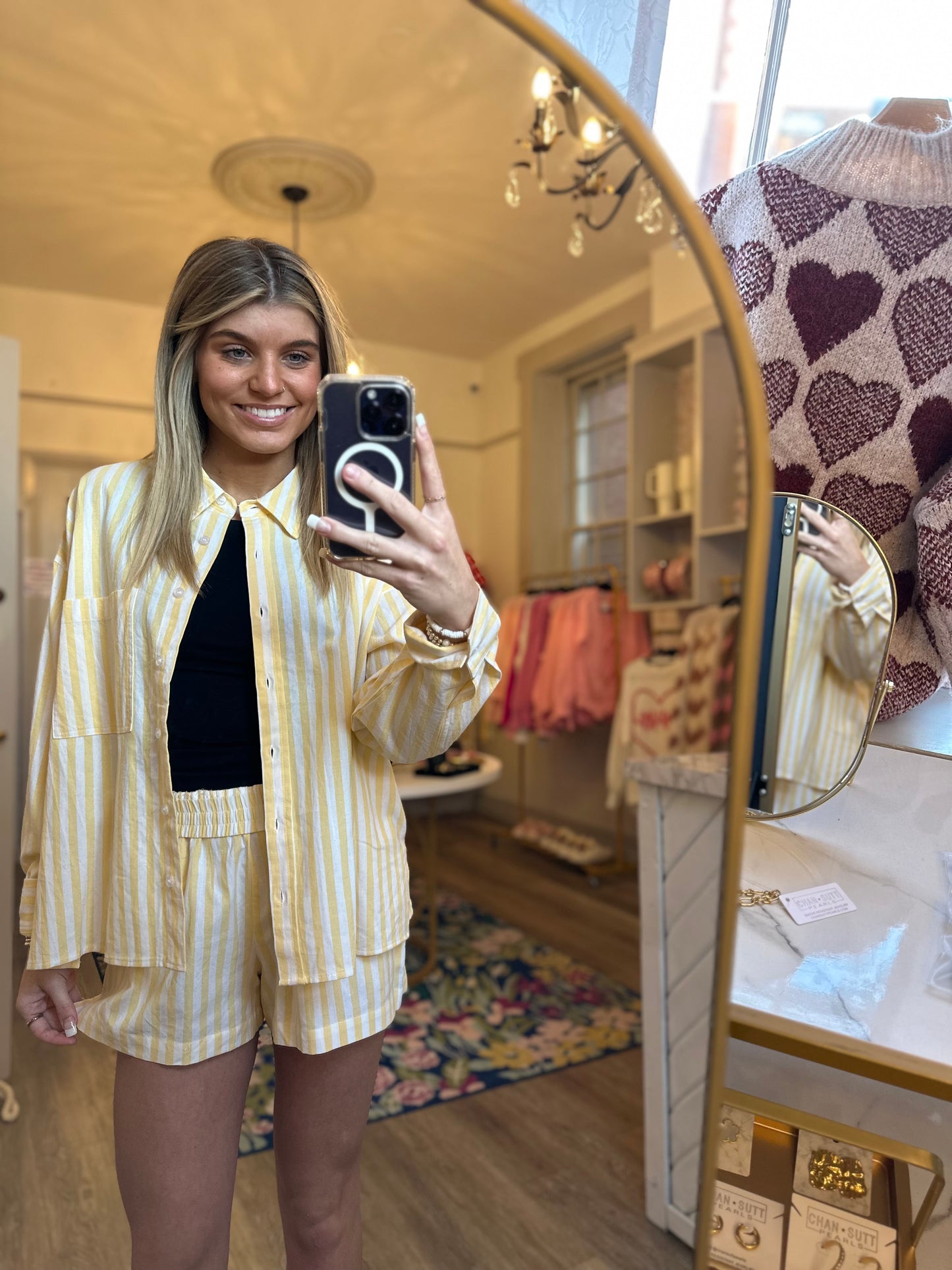 Out of Office Yellow Striped Shirt