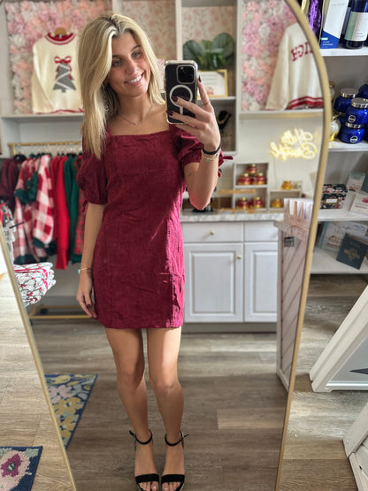 Madelyn Corduroy Puff Sleeve Dress