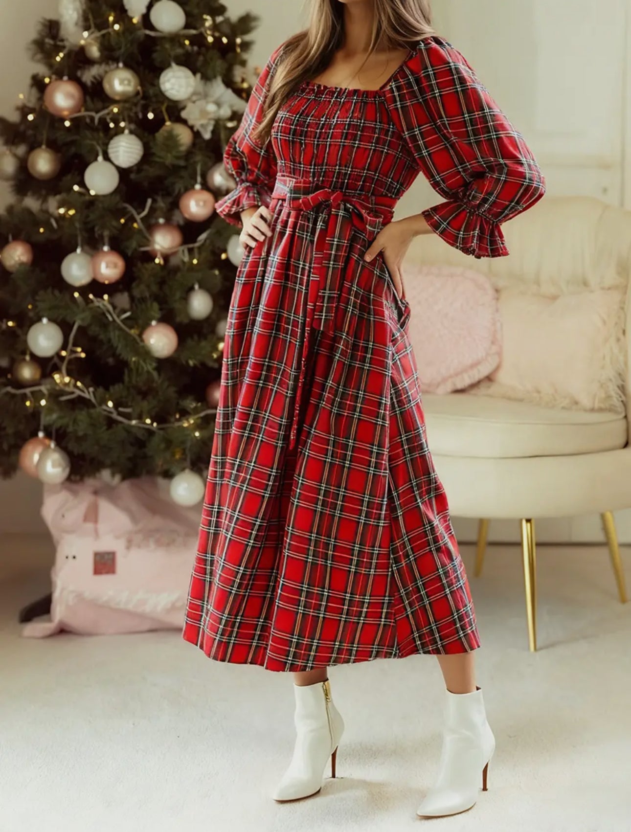 Sydney Red Plaid Christmas Dress