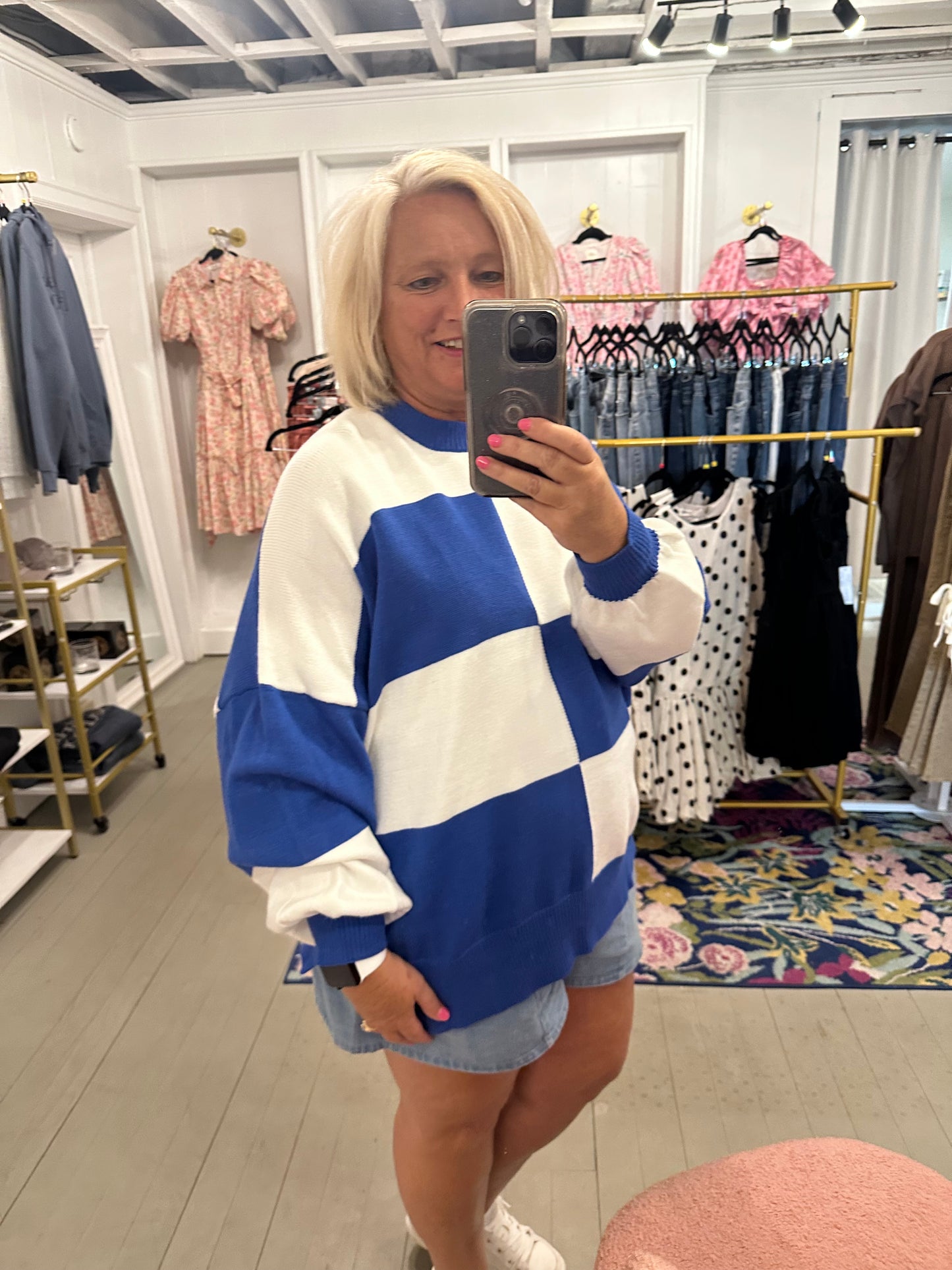 Kickoff KY Blue and White Sweater