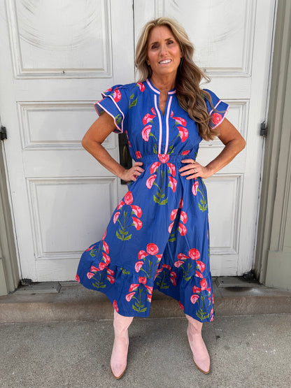 Bold Blue Bloom Dress