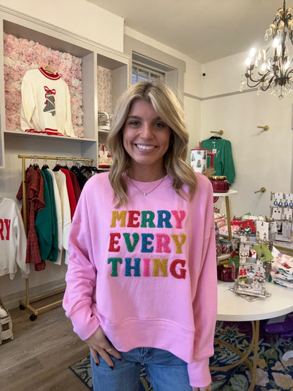 Noel “Merry Everything” Pink Sweatshirt