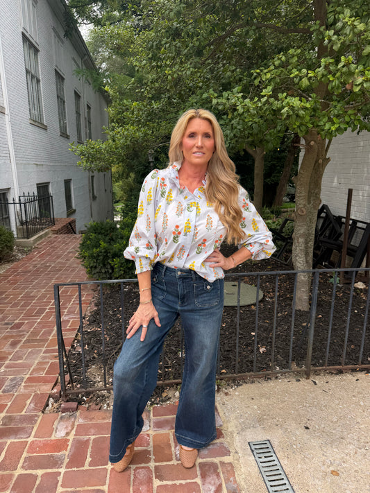 Lindi Blue Floral Top