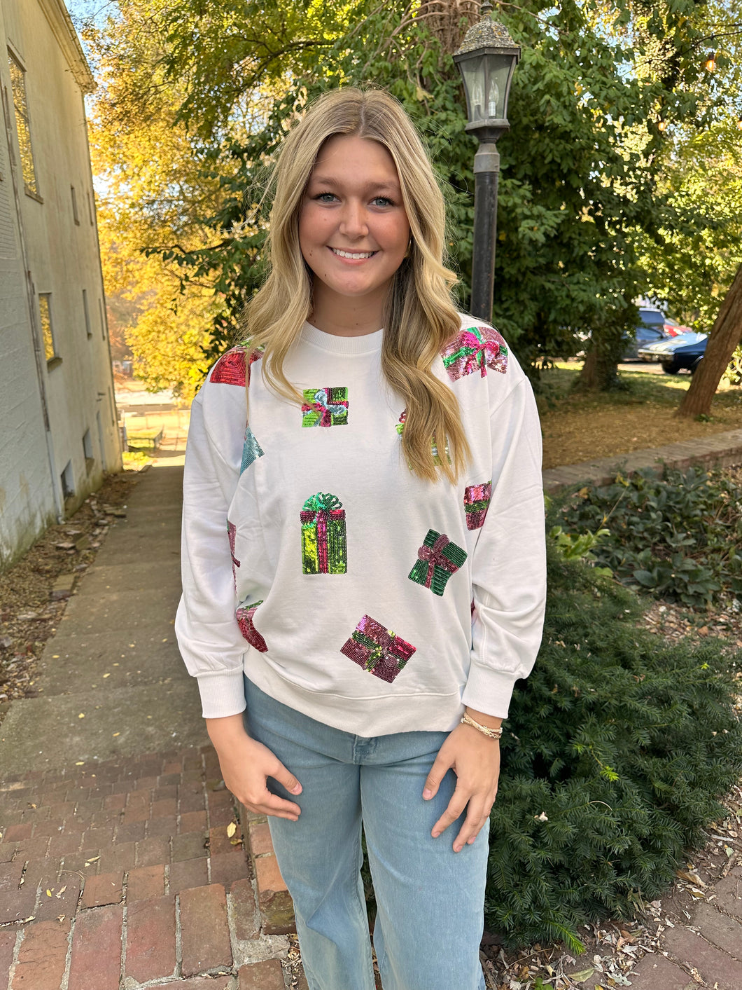 Sequin Gift Sweatshirt