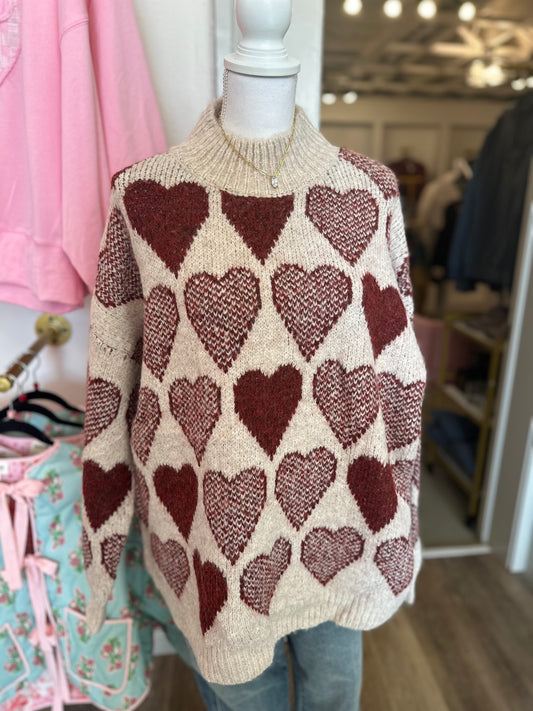 Amora Red Heart Sweater