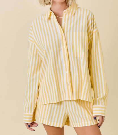 Out of Office Yellow Striped Shirt