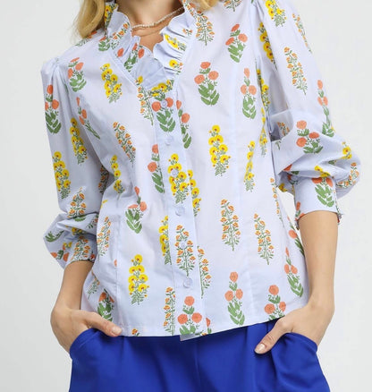 Lindi Blue Floral Top