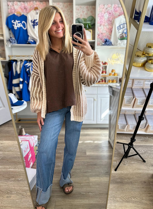 Lola Contrast Ribbed Cardigan