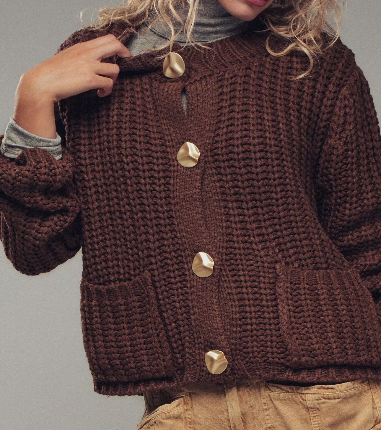 Emma Gold Button Sweater