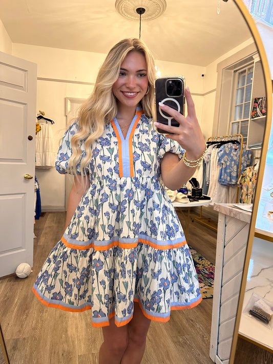 Cindy Blue Floral Mini Dress