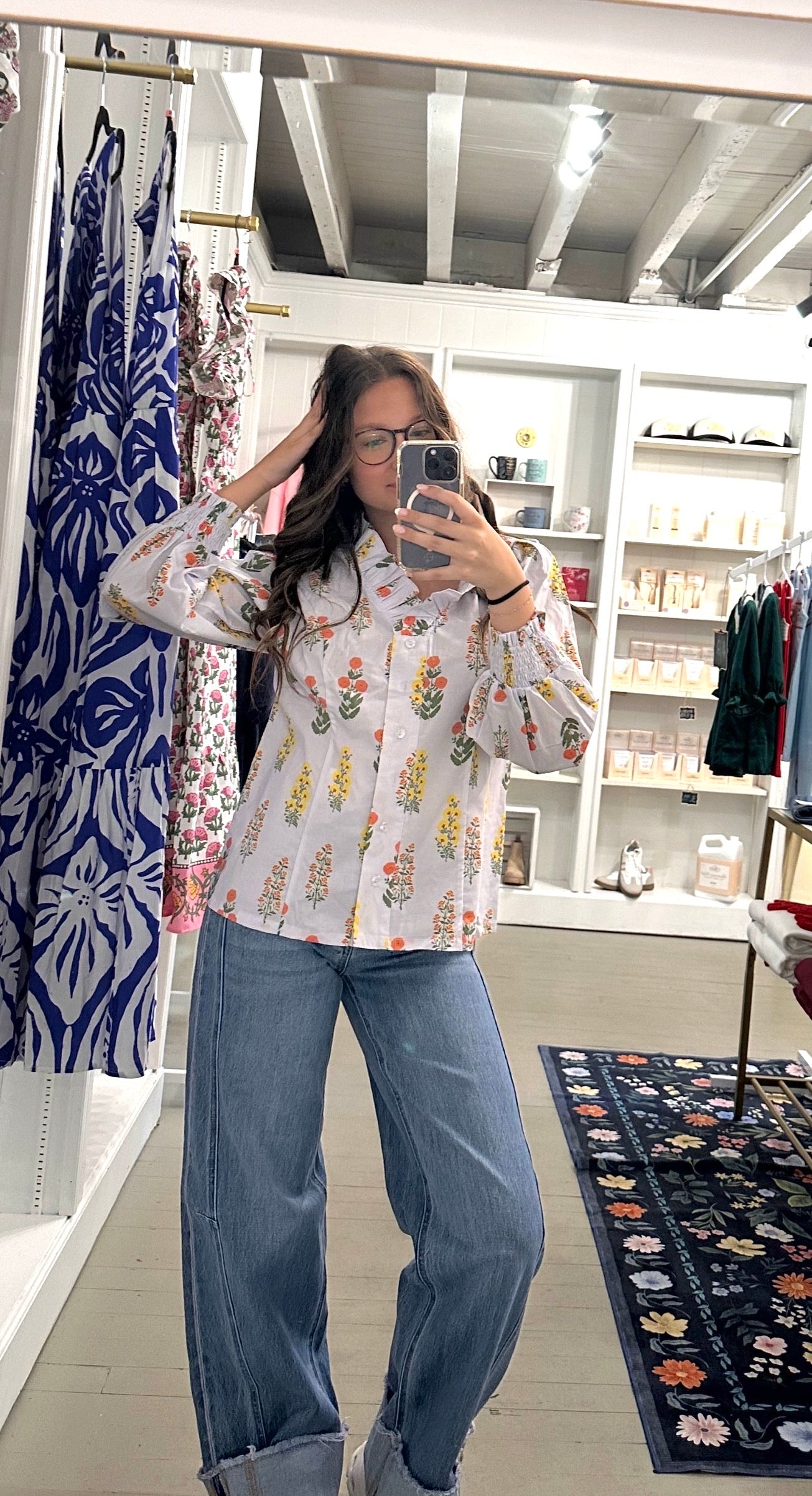 Lindi Blue Floral Top