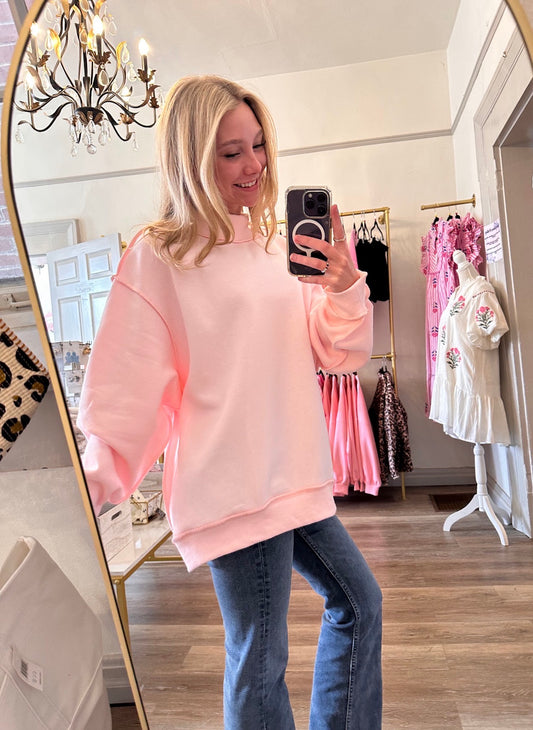 Lisa Mockneck Sweatshirt in Light Pink