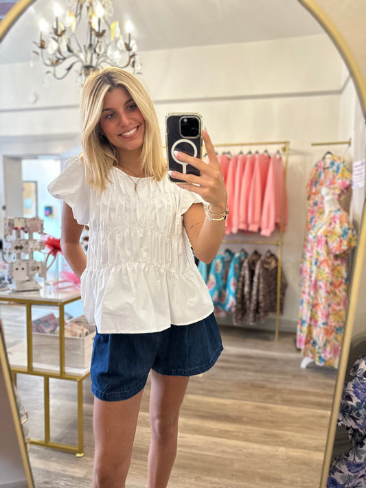 Parker Pleated Denim Shorts