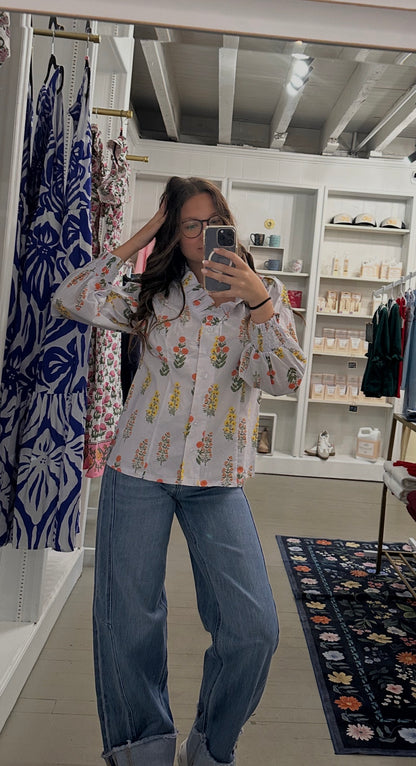Lindi Blue Floral Top